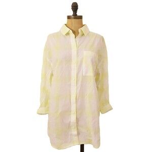 BP Nordstrom Juniors Button Up Top Size XS Windowpane Plaid White Green NWT A3